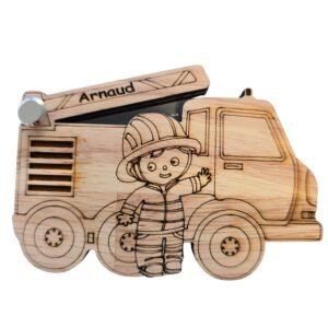 Camion de pompier en bois personnalisé