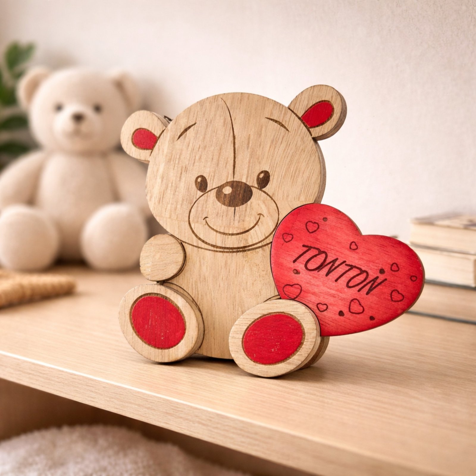 Support nounours personnalisé en bois – Image 5