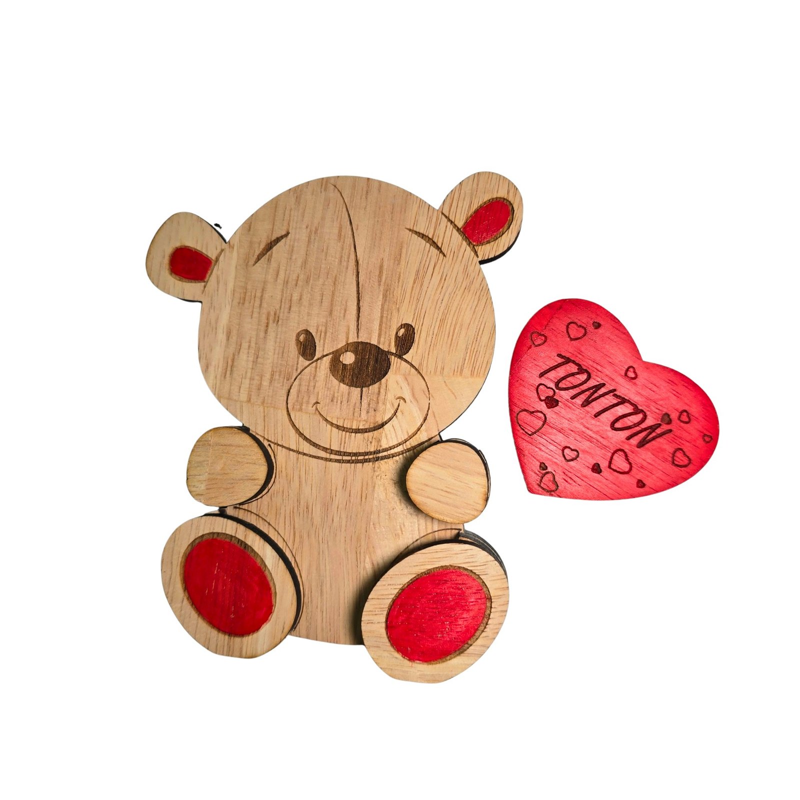 Support nounours personnalisé en bois – Image 3