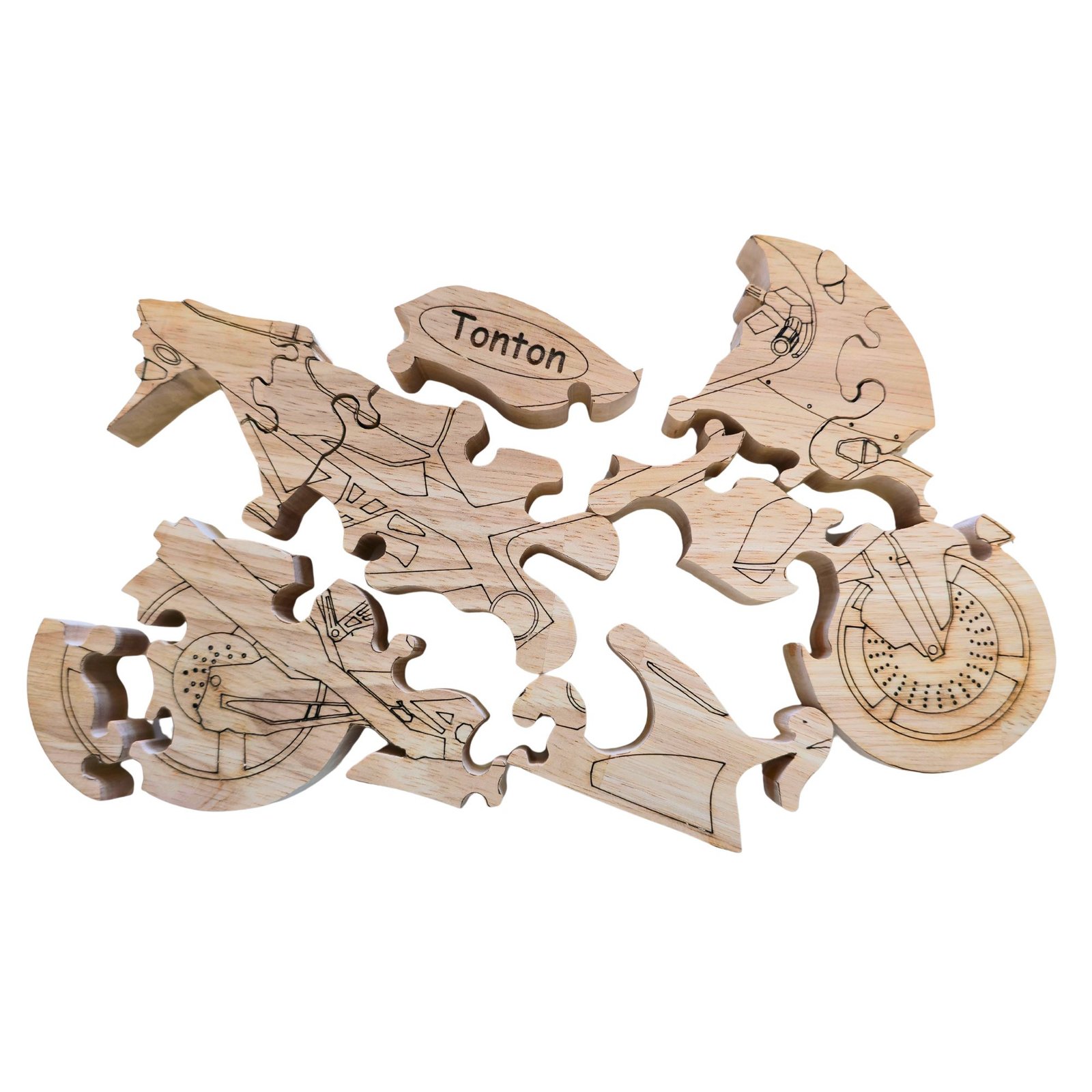 Puzzle moto personnalisé en bois – Image 3