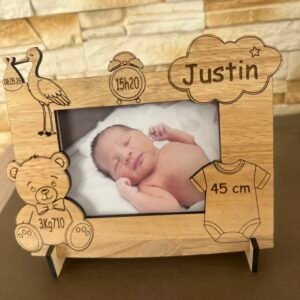 Cadre photo naissance personnalisé en bois
